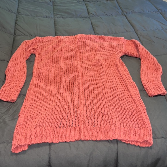 Free People simply sienna open front long cardigan in rose pink - Picture 8 of 11